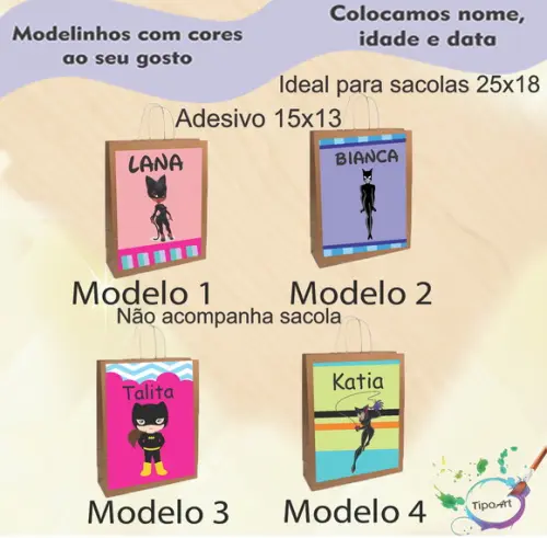 Adesivo para Sacola 15x13 -mulher Gato