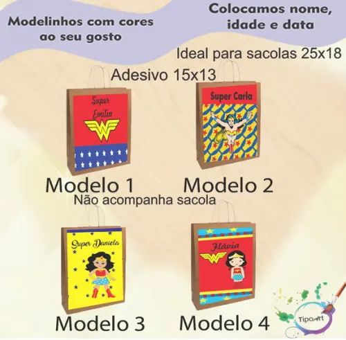 Adesivo para Sacola 15x13 -mulher Maravilha