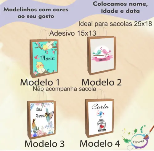 Adesivo para Sacola 15x13 -pássaros