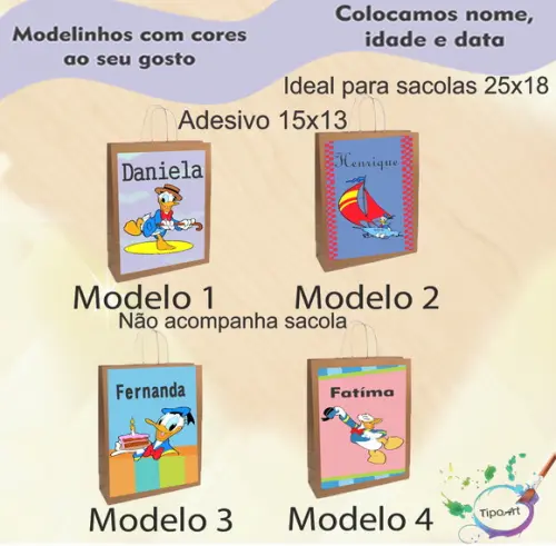 Adesivo para Sacola 15x13 -pato Donald