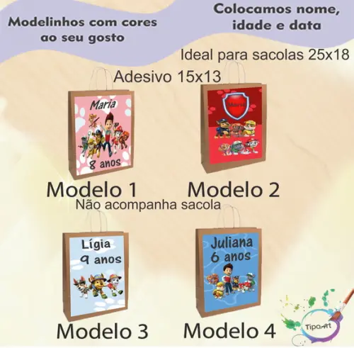 Adesivo para Sacola 15x13 -patrulha Canina