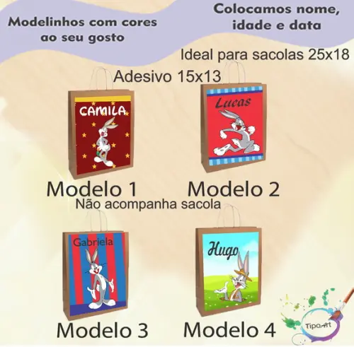 Adesivo para Sacola 15x13 -pernalonga