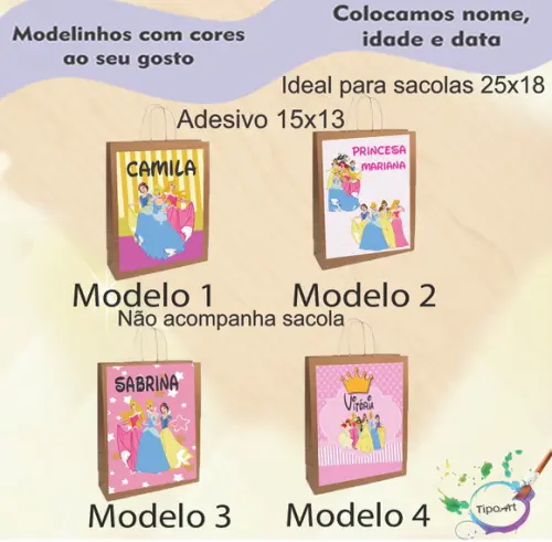 Adesivo para Sacola 15x13 -princesas