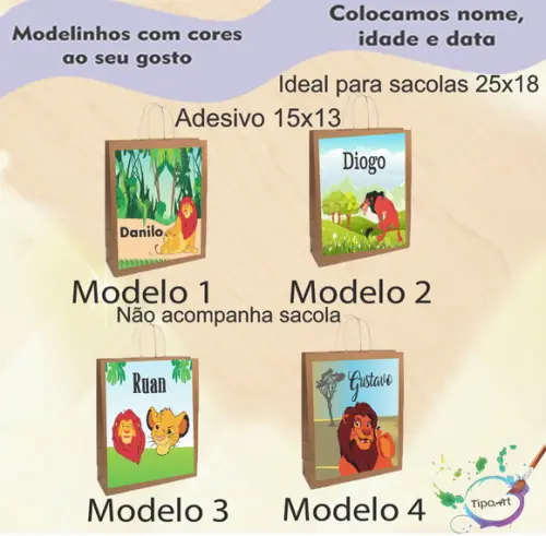 Adesivo para Sacola 15x13 -rei Leão