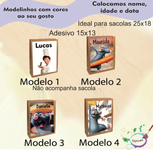 Adesivo para Sacola 15x13 -ratatouille