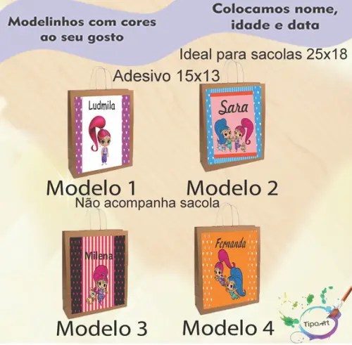 Adesivo para Sacola 15x13 -shimmer Shine