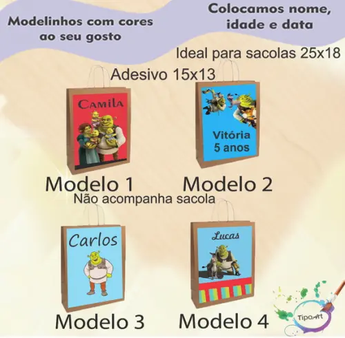 Adesivo para Sacola 15x13 -shrek