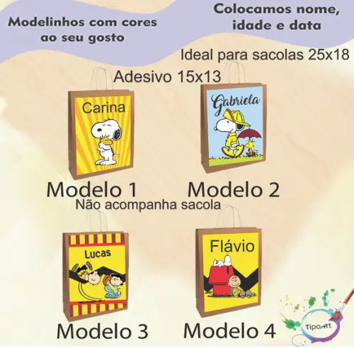 Adesivo para Sacola 15x13 -snoopy