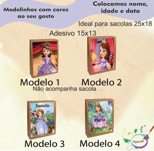 Adesivo para Sacola 15x13 -sofia