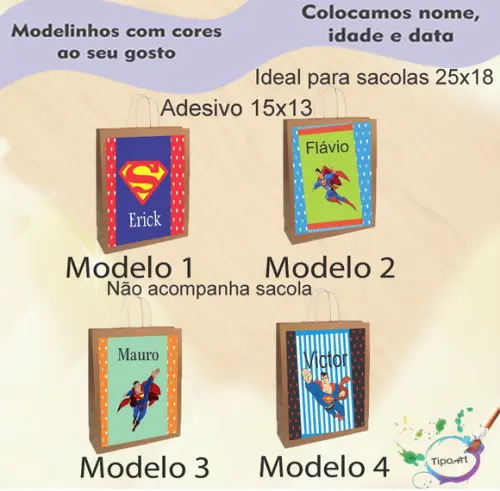 Adesivo para Sacola 15x13 -super Homem