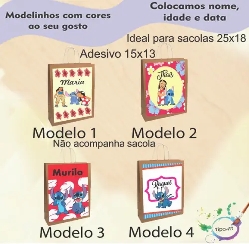 Adesivo para Sacola 15x13 -stitch e Lilo