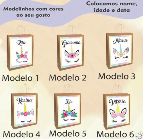 Adesivo para Sacola 15x13 -unicórnio Modelo 2