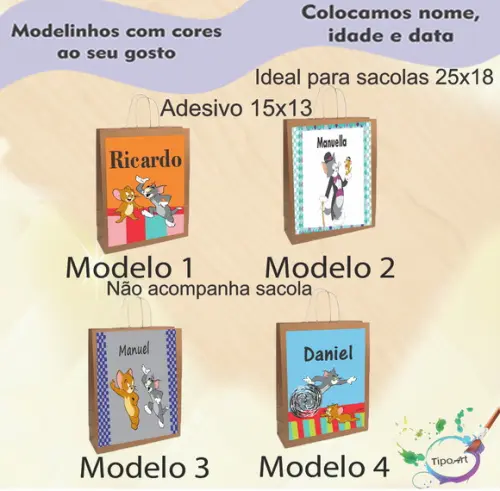 Adesivo para Sacola 15x13 -tom e Jerry