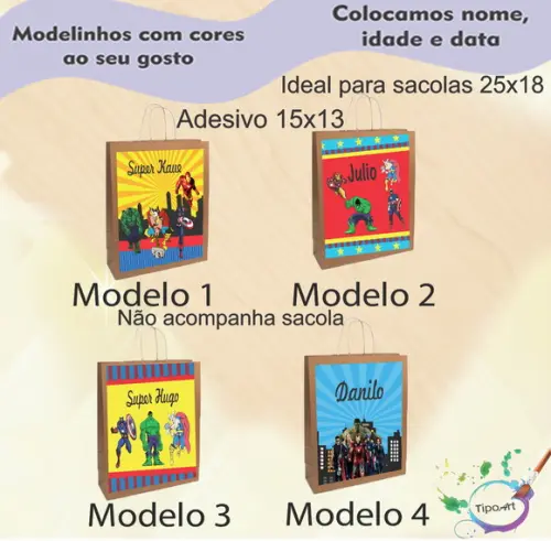 Adesivo para Sacola 15x13 -vingadores