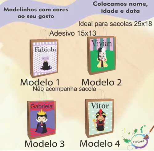 Adesivo para Sacola 15x13 -vilões