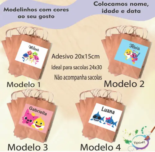 Adesivo para Sacola 20x15 -baby Shark