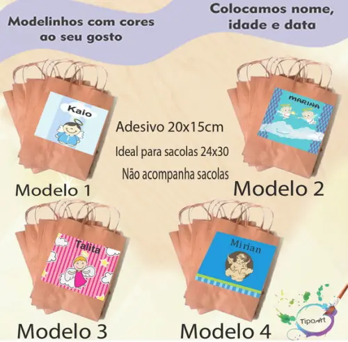 Adesivo para Sacola 20x15 -batizado