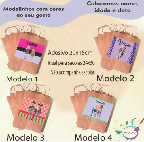 Adesivo para Sacola 20x15 -barbie