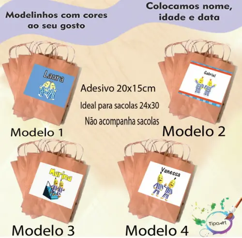 Adesivo para Sacola 20x15 -bananas de Pijama