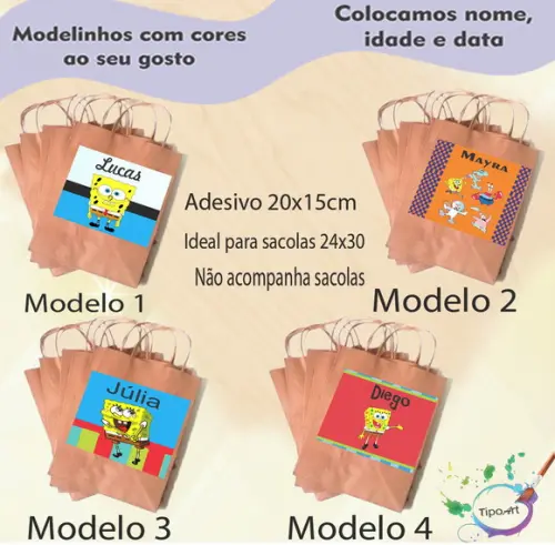 Adesivo para Sacola 20x15 -bob Esponja