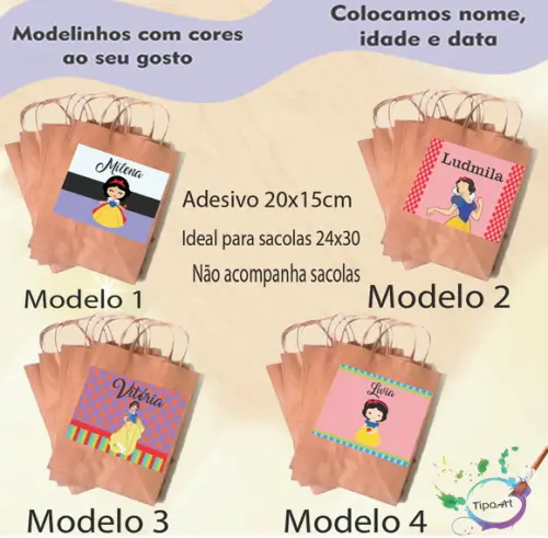 Adesivo para Sacola 20x15 -branca de Neve