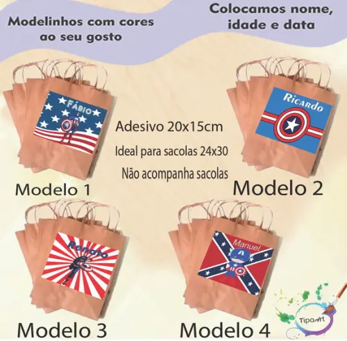 Adesivo para Sacola 20x15 -capitão America