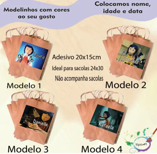 Adesivo para Sacola 20x15 -caroline e o Mundo Secreto