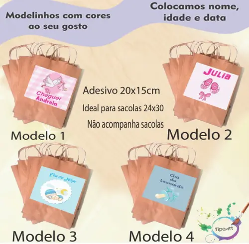 Adesivo para Sacola 20x15 -chá de Bebê
