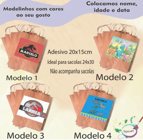 Adesivo para Sacola 20x15 -dinossauro