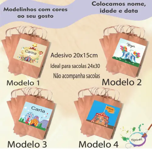Adesivo para Sacola 20x15 -circo