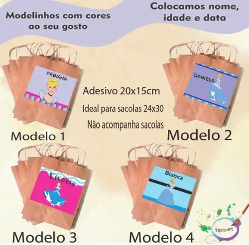 Adesivo para Sacola 20x15 -cinderela