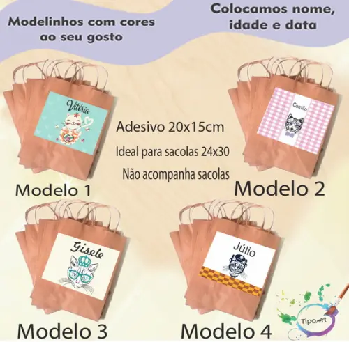 Adesivo para Sacola 20x15 -gatinho