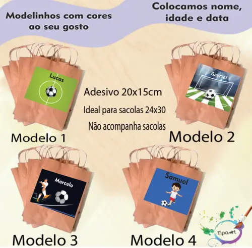 Adesivo para Sacola 20x15 -futebol