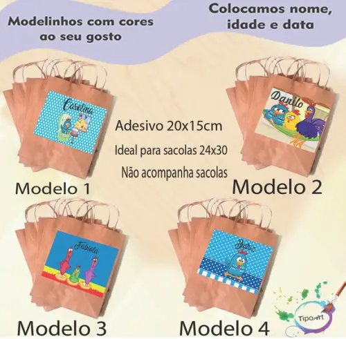 Adesivo para Sacola 20x15 -galinha Pintadinha