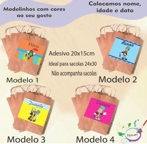 Adesivo para Sacola 20x15 -grilo Falante