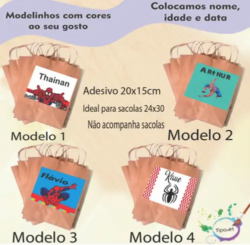 Adesivo para Sacola 20x15 -homem Aranha