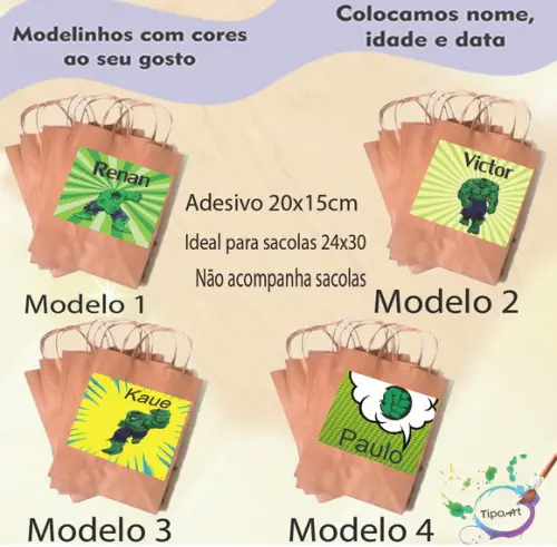 Adesivo para Sacola 20x15 -hulk