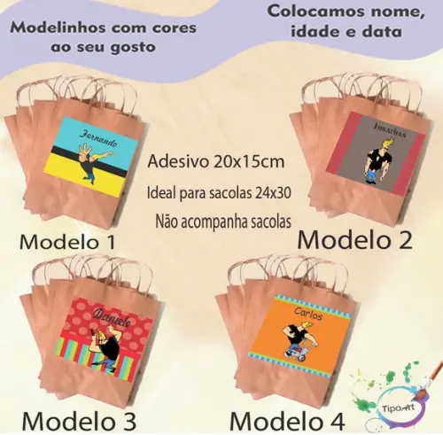 Adesivo para Sacola 20x15 -johnny Bravo