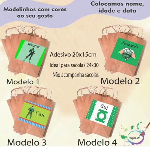 Adesivo para Sacola 20x15 -lanterna Verde