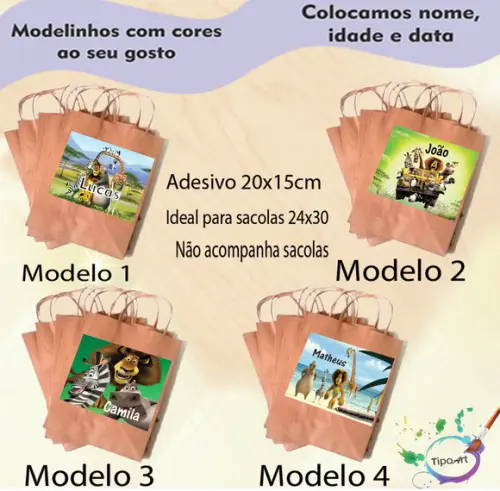Adesivo para Sacola 20x15 -madagascar
