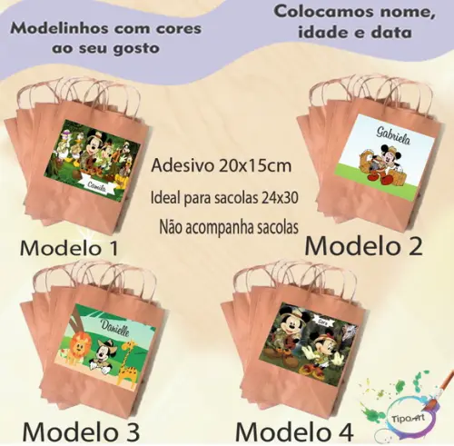 Adesivo para Sacola 20x15 -mickey Safari