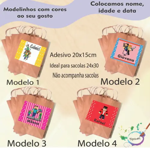 Adesivo para Sacola 20x15 -minecraft