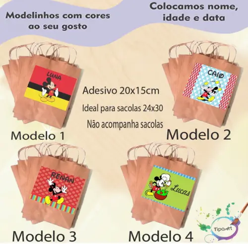 Adesivo para Sacola 20x15 -mickey