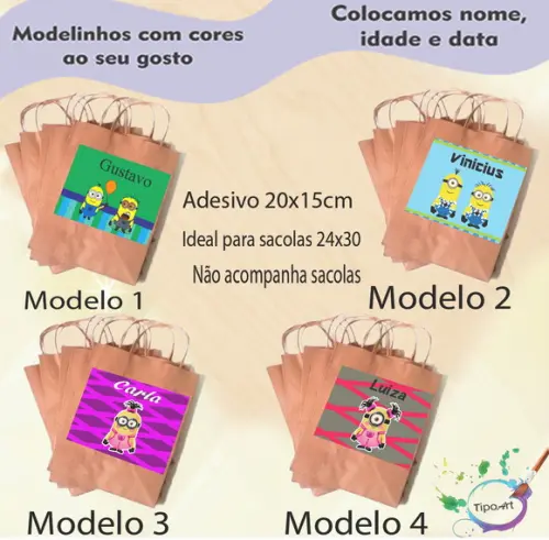Adesivo para Sacola 20x15 -minions