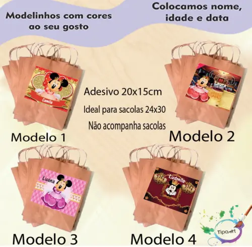 Adesivo para Sacola 20x15 -minnie Realeza