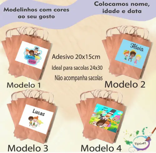 Adesivo para Sacola 20x15 -mundo Bita