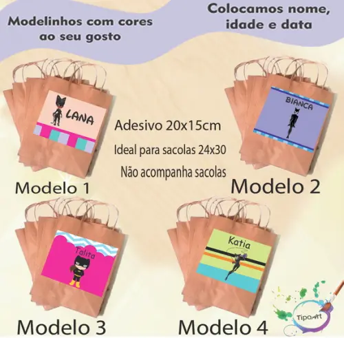 Adesivo para Sacola 20x15 -mulher Gato