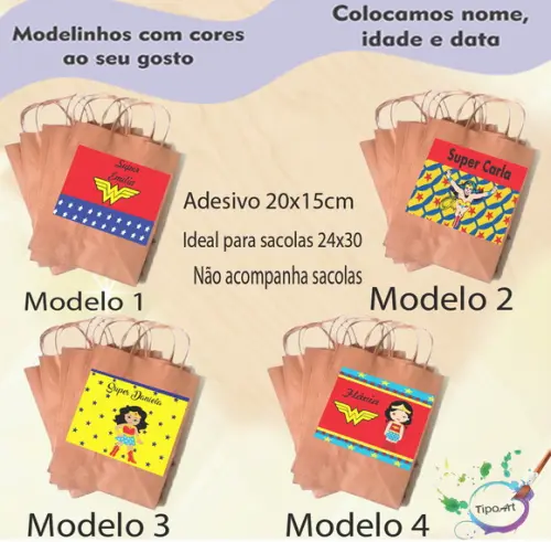 Adesivo para Sacola 20x15 -mulher Maravilha