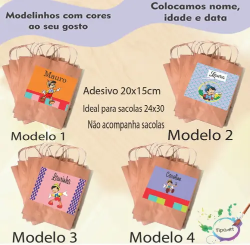 Adesivo para Sacola 20x15 -pinoquio