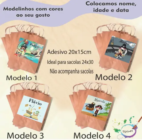 Adesivo para Sacola 20x15 -pirata